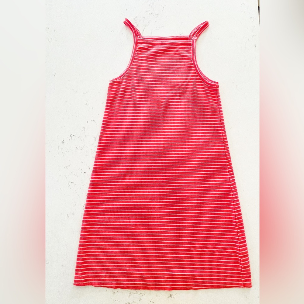 TopShop Striped Swing Summer Dress Peach Orange and White Size 8